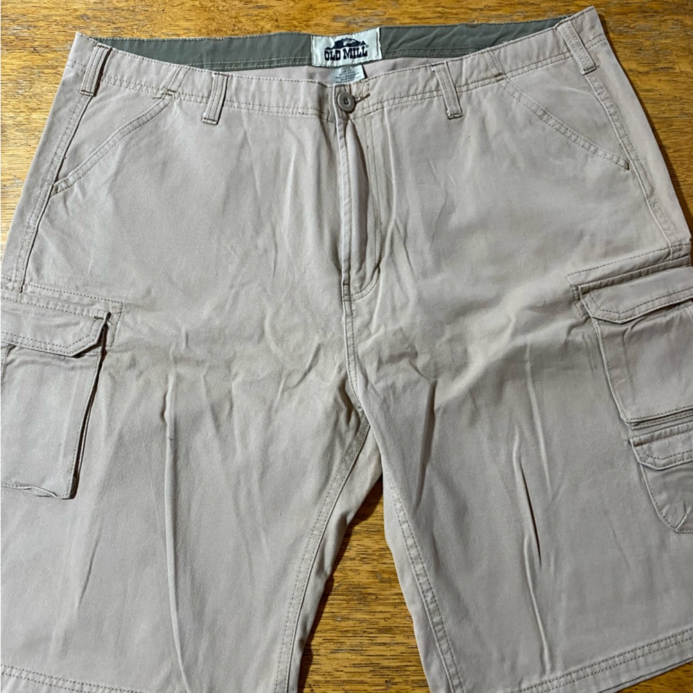 Mens Old Mill khaki and green cargo shorts two pairs